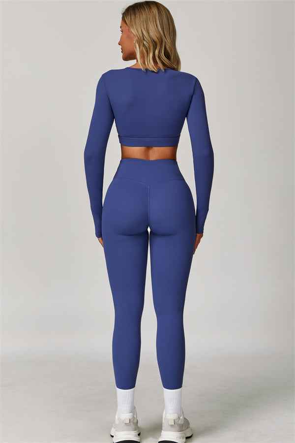 The Lavish Long Sleeve Cut-out Crop Top Leggings 2-Piece Set