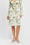 Floral midi skirt with drawstring from Emory Park, featuring a delicate flower print and comfortable fit
