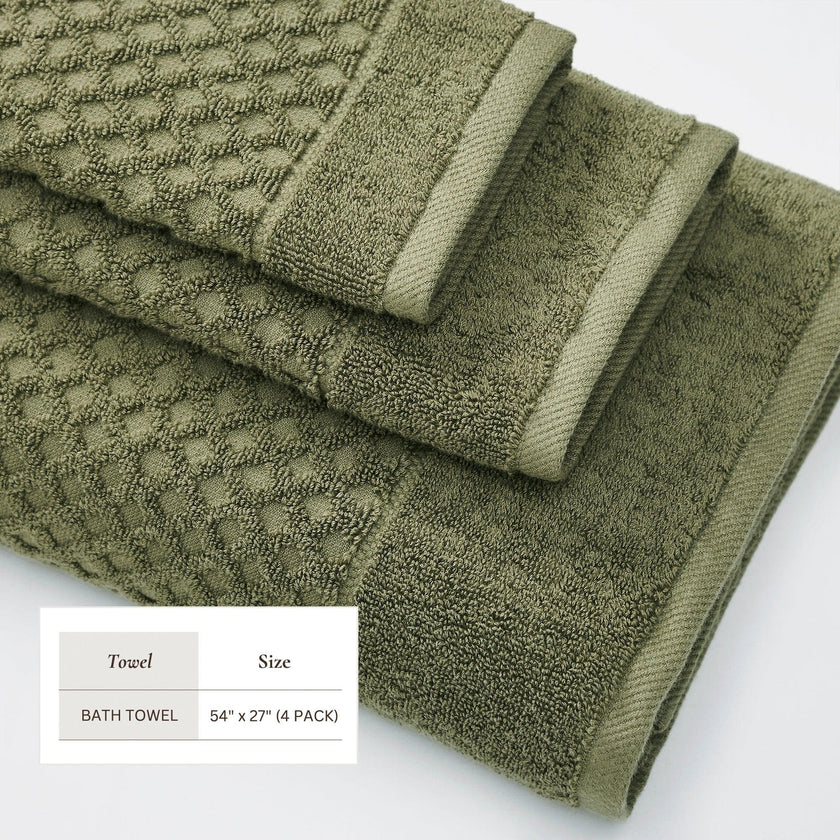 Cotton Diamond Waffle Weave Bath Towel Set - Grayson Collection
