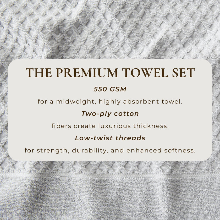 Cotton Diamond Waffle Weave Bath Towel Set - Grayson Collection
