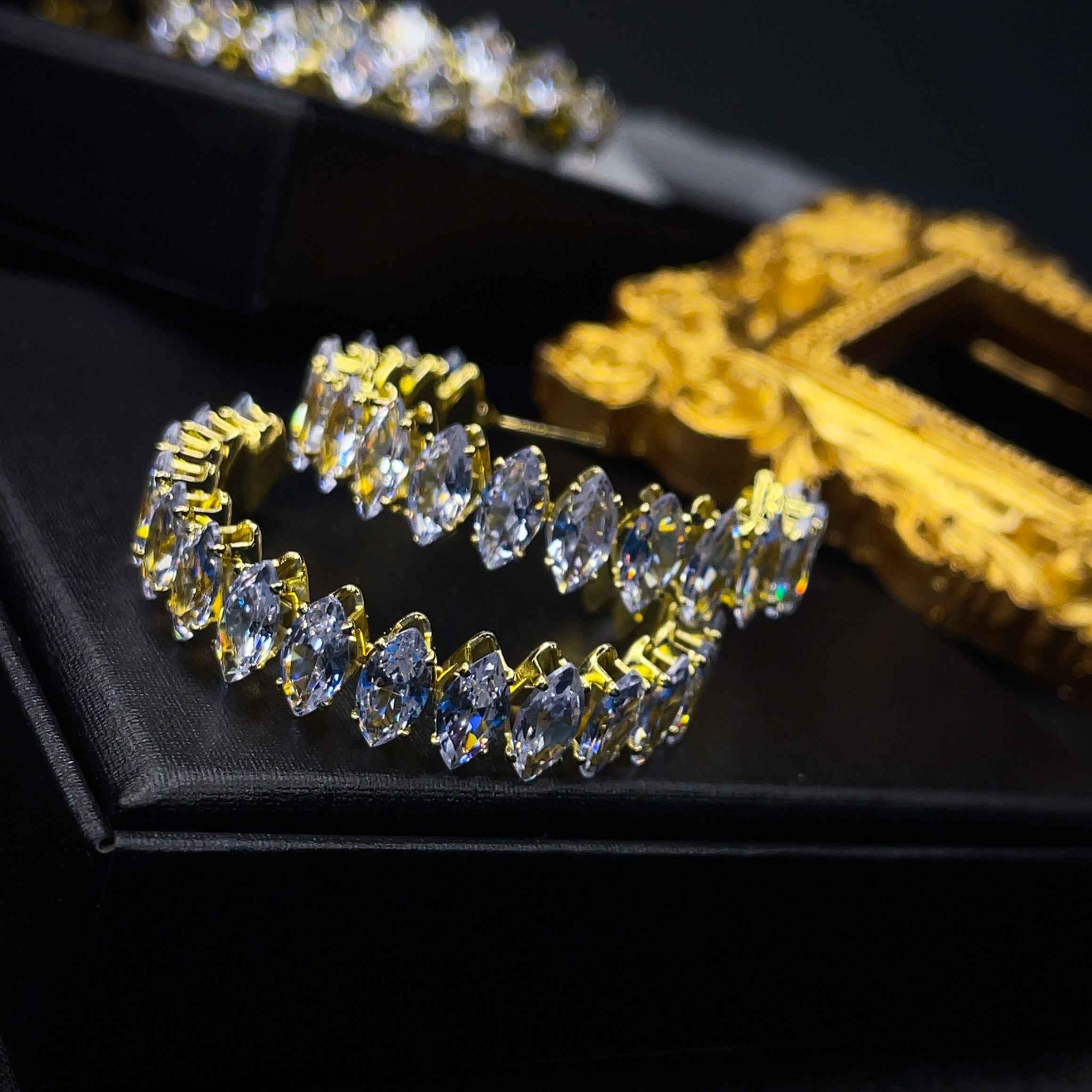 Glam Crystal Hoops Earrings