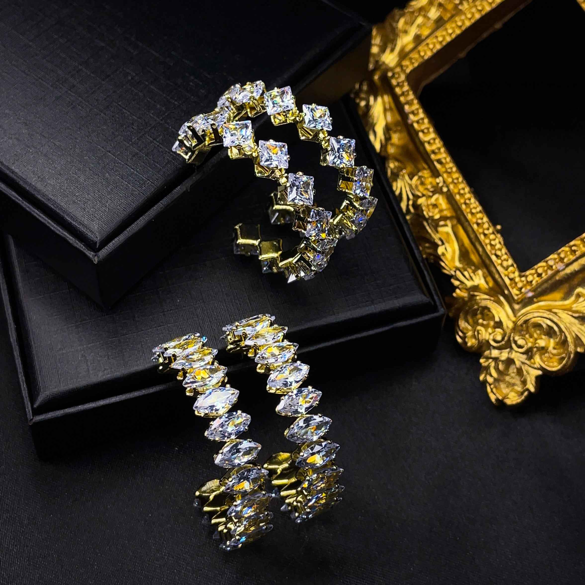 Glam Crystal Hoops Earrings