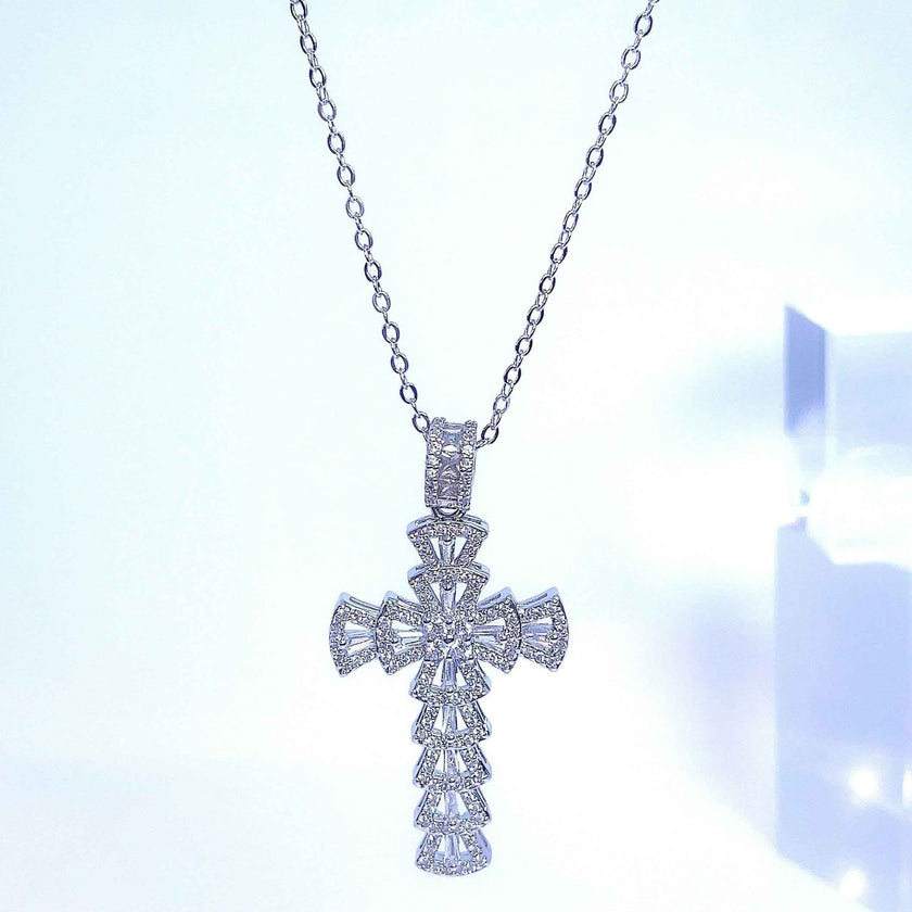 Gothic Lolita Crystal Cross Necklace