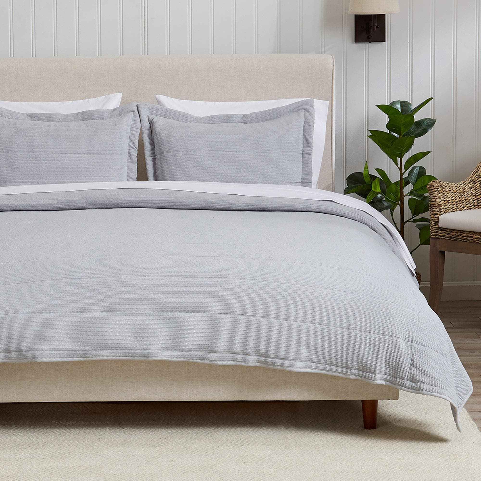 3 Piece Textured Striped Quilt Set - Ellie Collection
