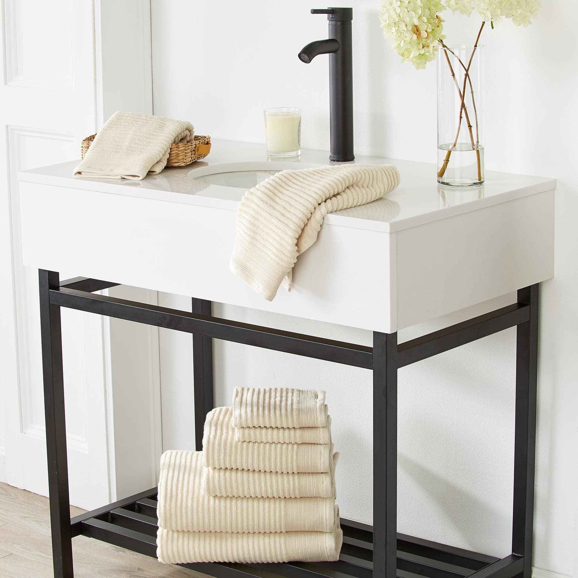 4 Pack Ribbed Hand Towels - Rori Collection