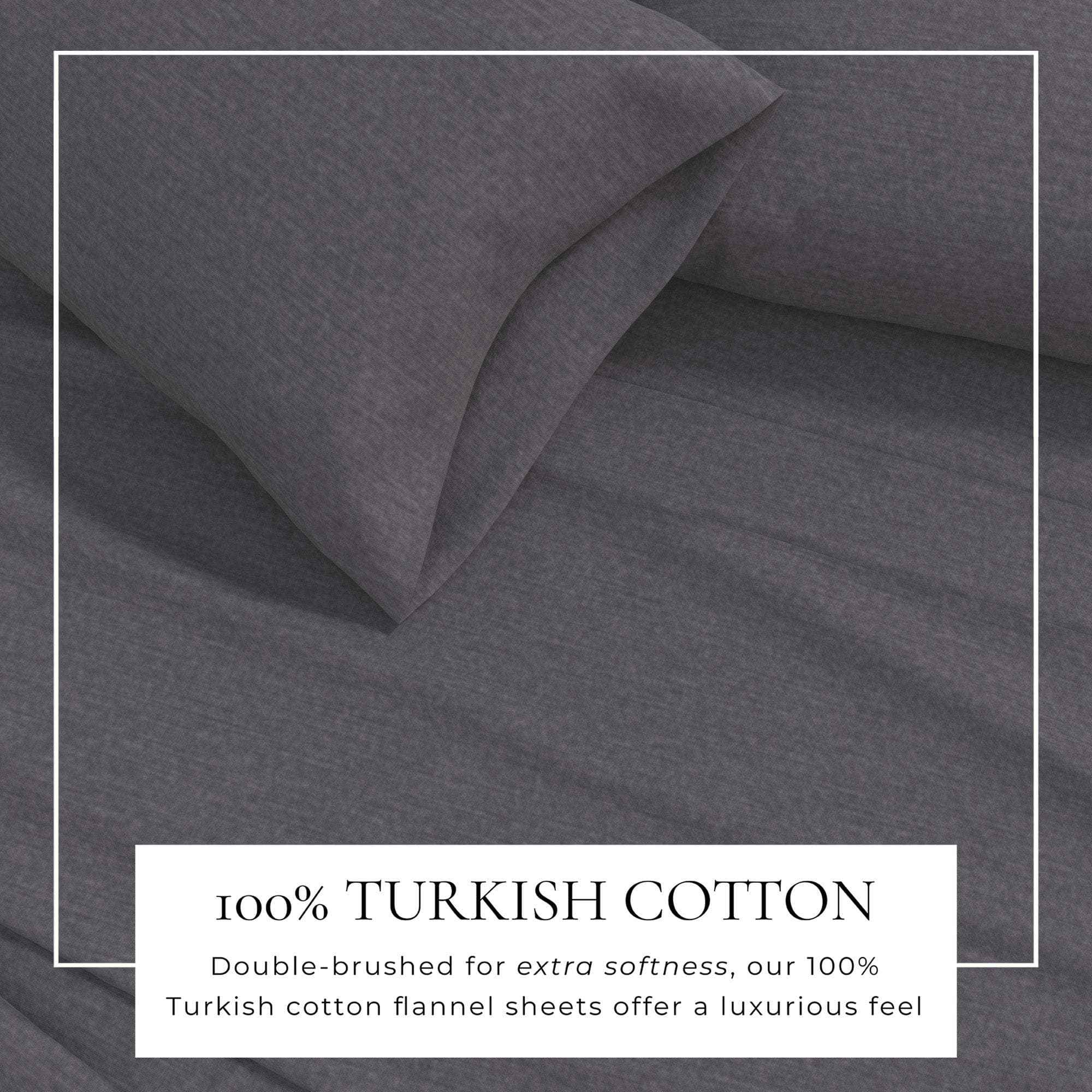 4 Piece Heathered Solid Cotton Blend Flannel Sheet Set - Anders Collection