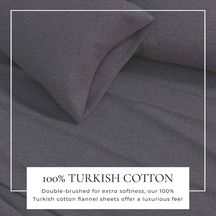 4 Piece Heathered Solid Cotton Blend Flannel Sheet Set - Anders Collection