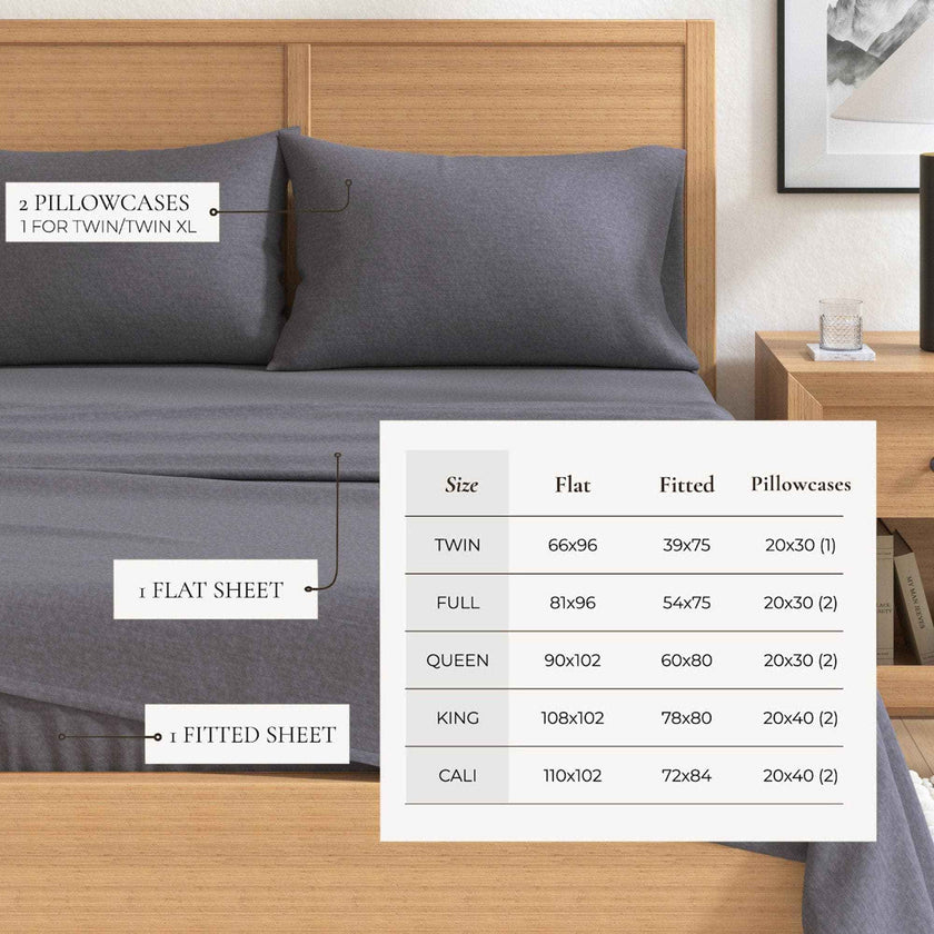 4 Piece Heathered Solid Cotton Blend Flannel Sheet Set - Anders Collection