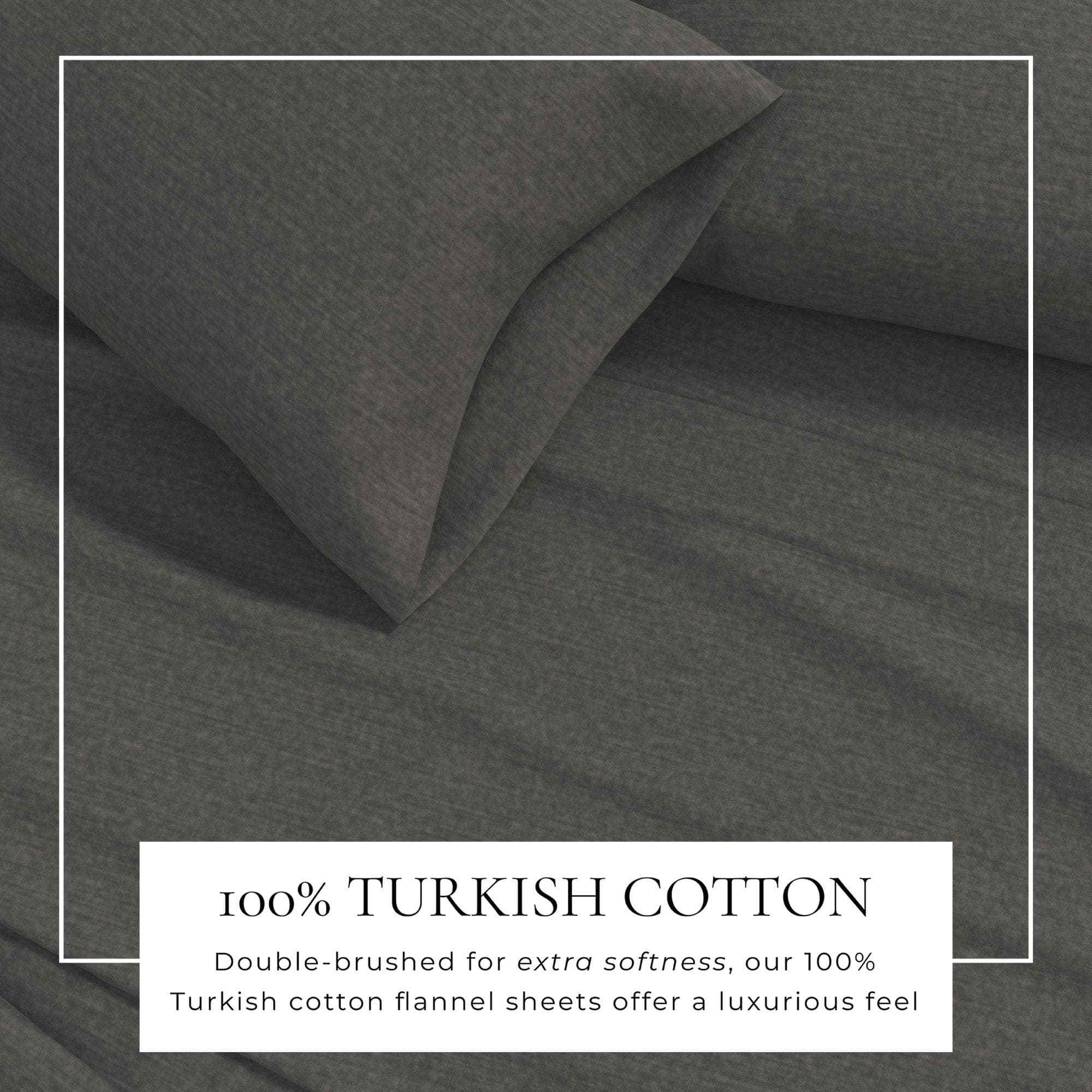 4 Piece Heathered Solid Cotton Blend Flannel Sheet Set - Anders Collection