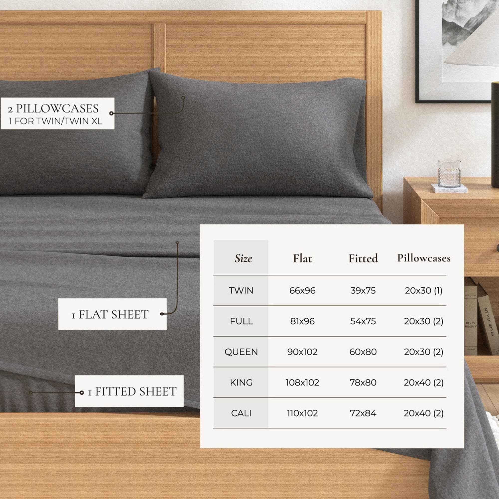 4 Piece Heathered Solid Cotton Blend Flannel Sheet Set - Anders Collection