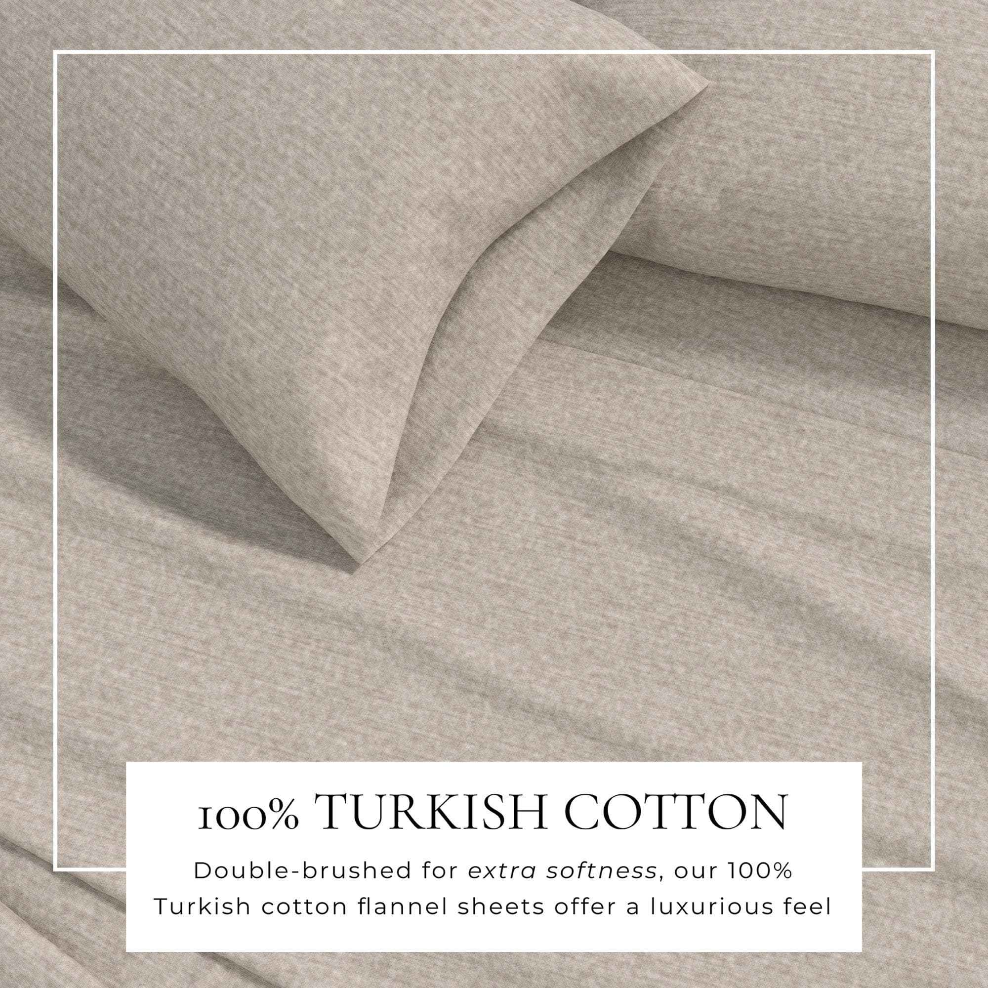 4 Piece Heathered Solid Cotton Blend Flannel Sheet Set - Anders Collection