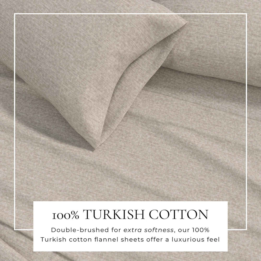 4 Piece Heathered Solid Cotton Blend Flannel Sheet Set - Anders Collection