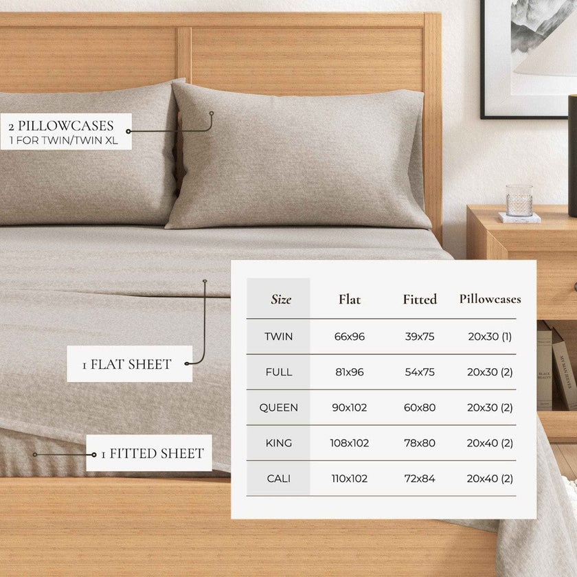 4 Piece Heathered Solid Cotton Blend Flannel Sheet Set - Anders Collection