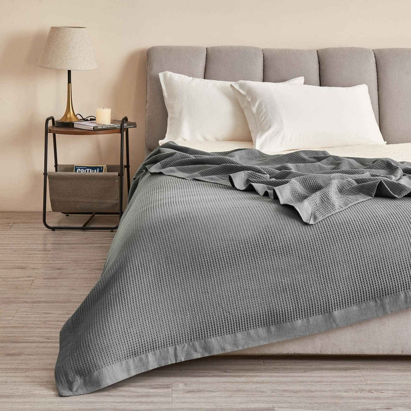 100% Cotton Small Waffle Weave Blanket - Hazel Collection