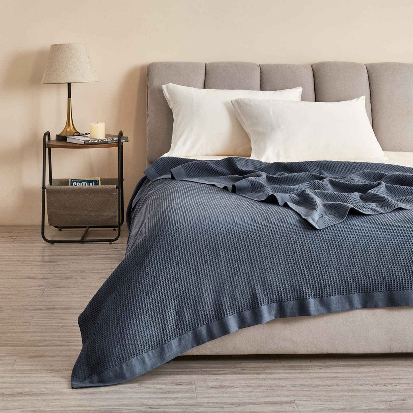 100% Cotton Small Waffle Weave Blanket - Hazel Collection
