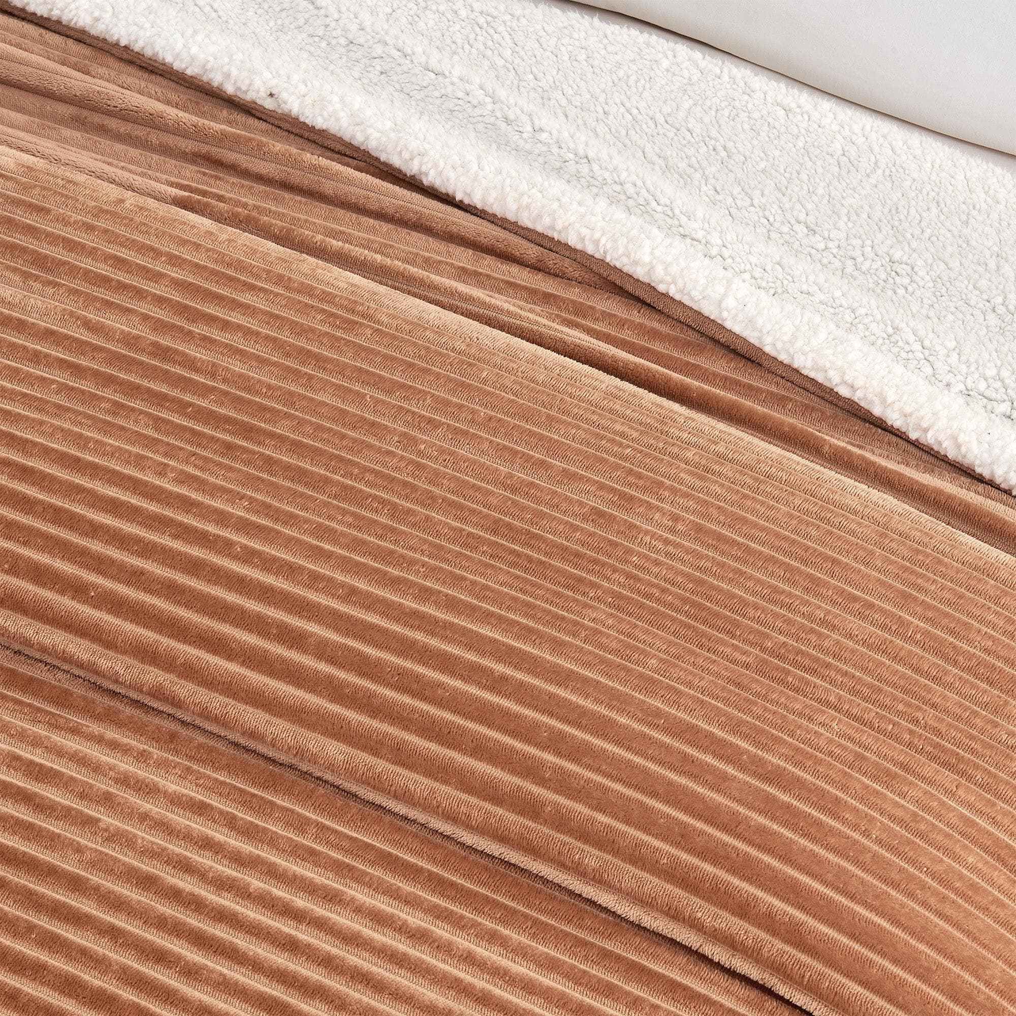 Ribbed Sherpa Throw Blanket - Corduroy Collection