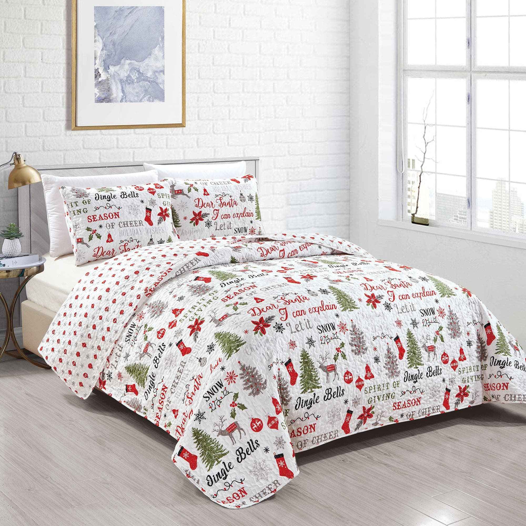Holiday 3 Piece Quilt Set - Carol Collection