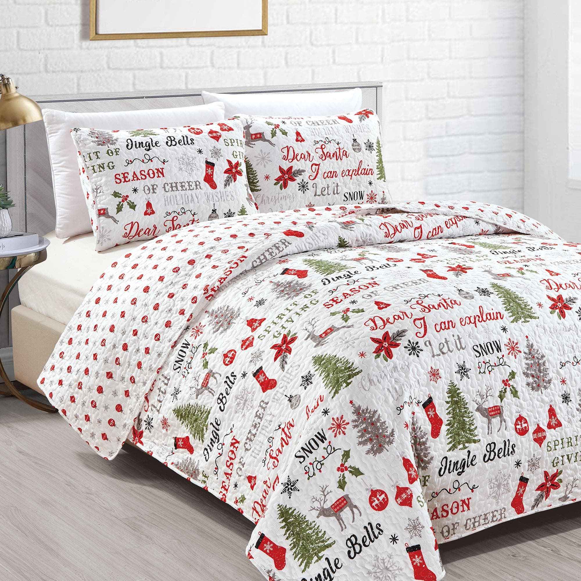 Holiday 3 Piece Quilt Set - Carol Collection