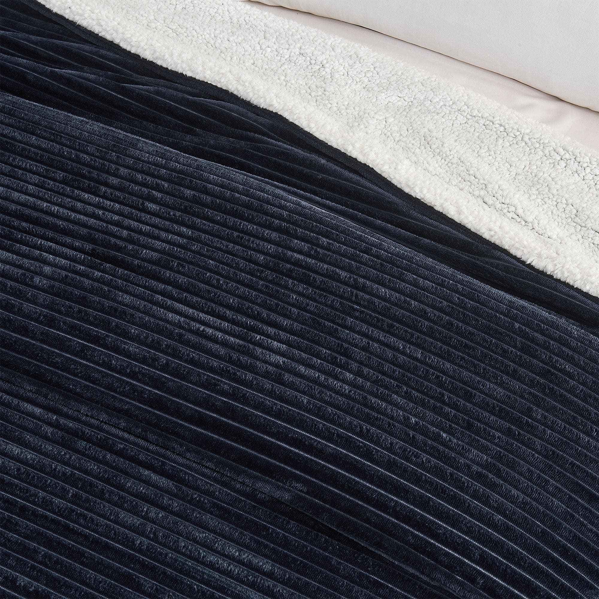 Ribbed Sherpa Throw Blanket - Corduroy Collection