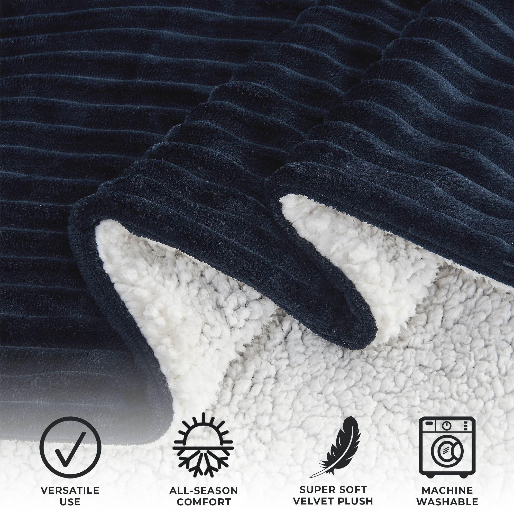 Ribbed Sherpa Throw Blanket - Corduroy Collection