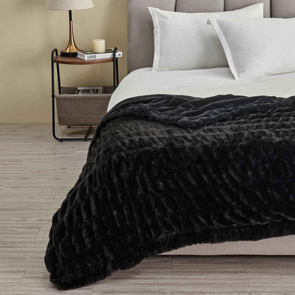 Ruched Faux Fur Throw Blanket - Alondra Collection