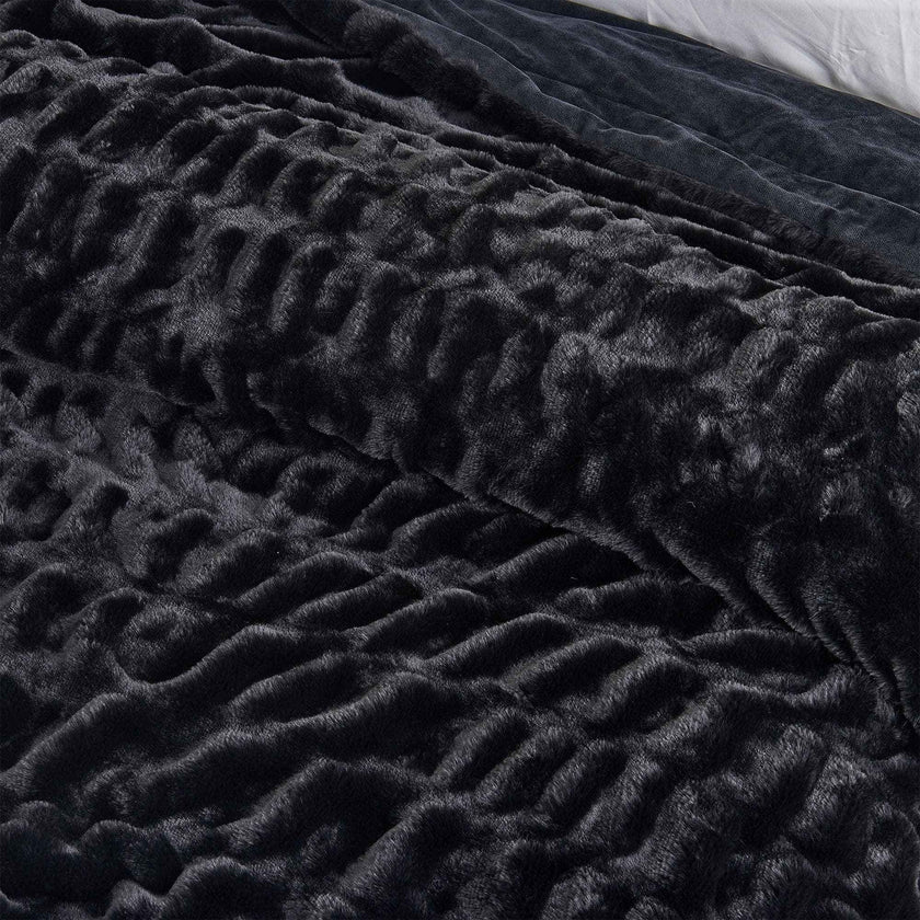 Ruched Faux Fur Throw Blanket - Alondra Collection