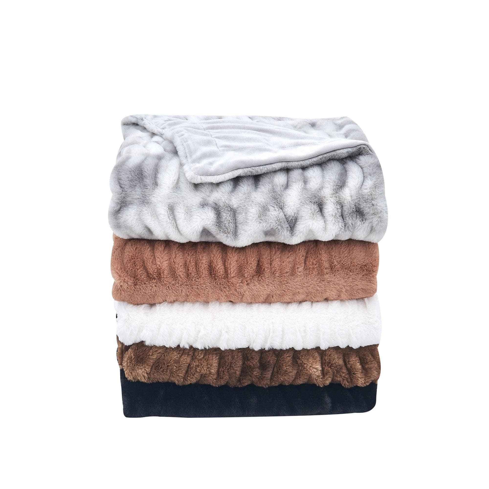 Ruched Faux Fur Throw Blanket - Alondra Collection