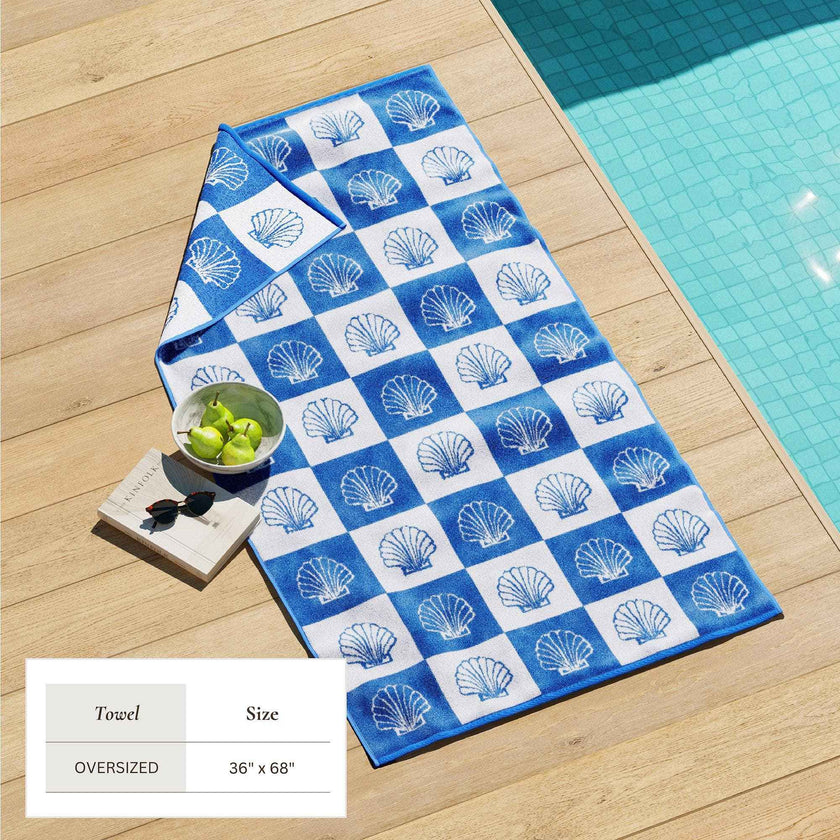 Oversized Retro Printed Beach Towel - St. Barts Collection