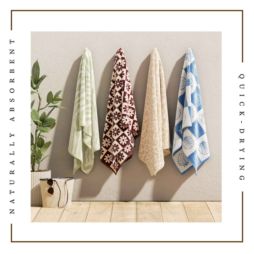 Oversized Retro Printed Beach Towel - St. Barts Collection