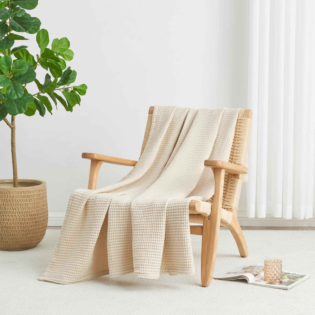 100% Cotton Waffle Weave Blanket - Mikala Collection