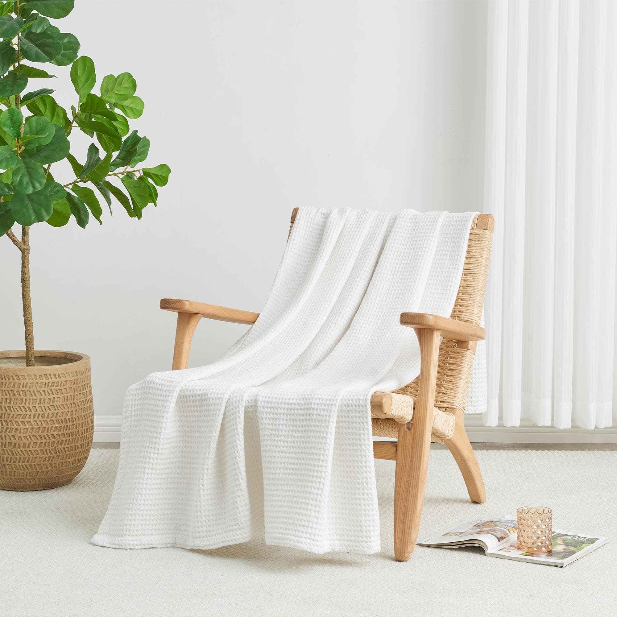100% Cotton Waffle Weave Blanket - Mikala Collection