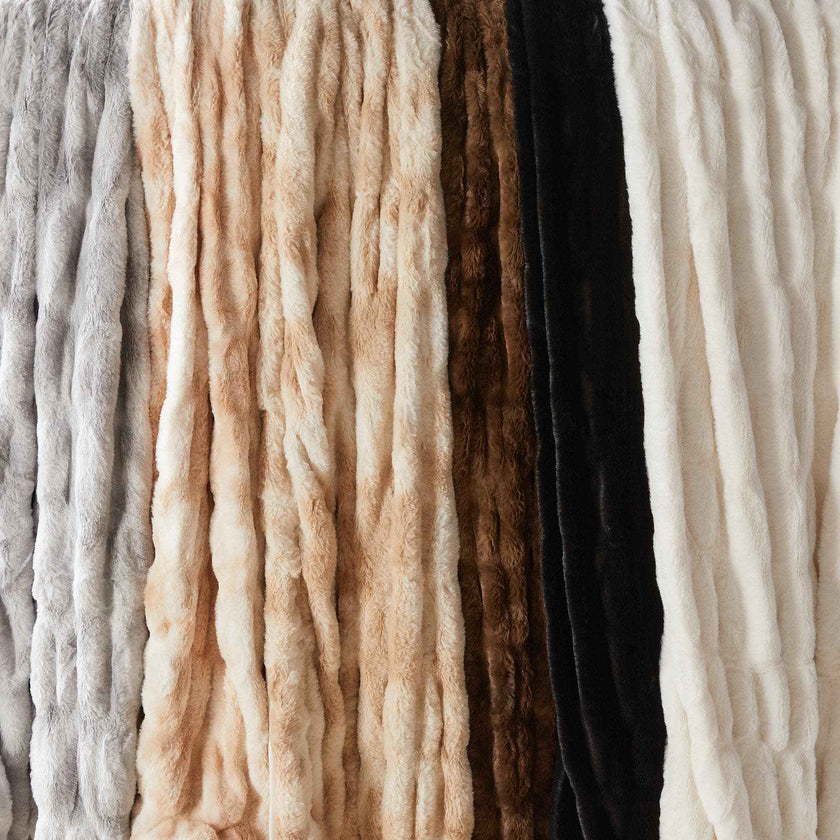 Ruched Faux Fur Throw Blanket - Alondra Collection