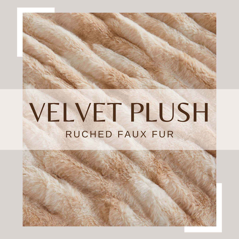 Ruched Faux Fur Throw Blanket - Alondra Collection
