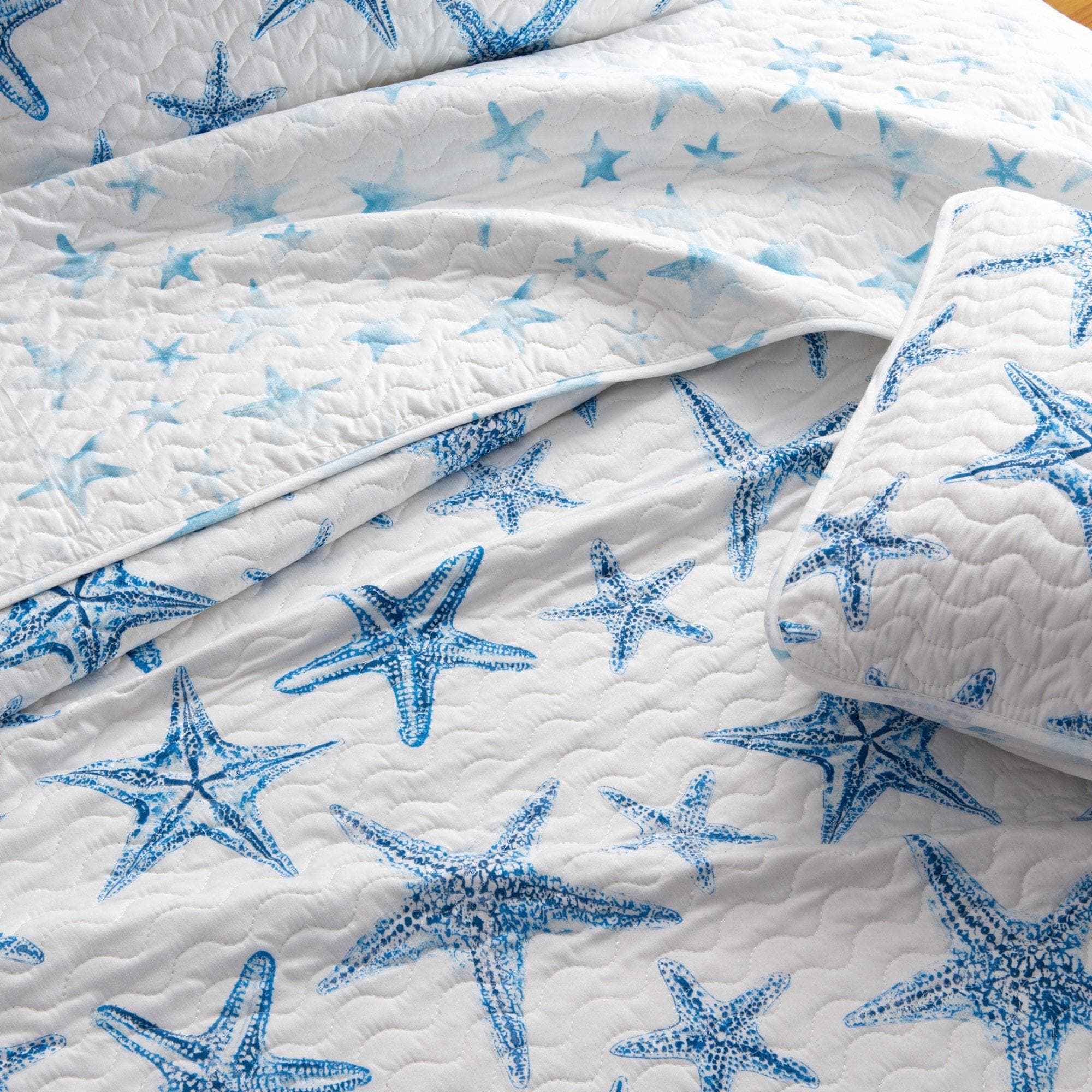 Blue Seashell Coastal Quilt Set - Trinidad Collection