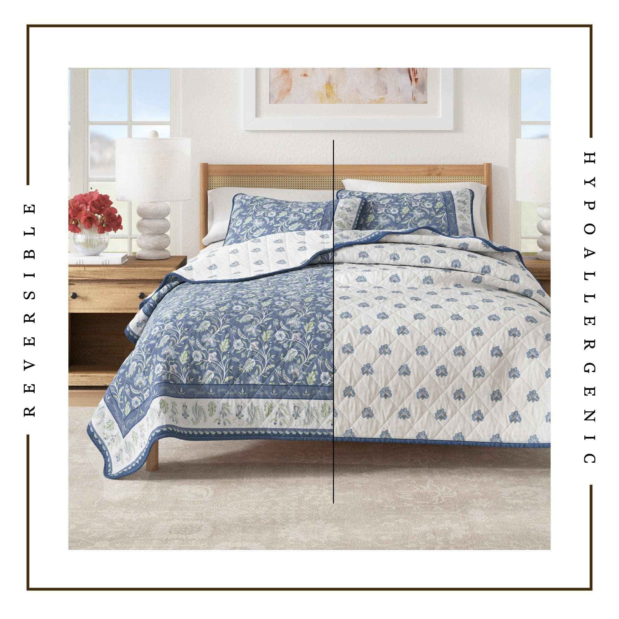 Floral Boho Printed Cotton Quilt Set - Indira Collection