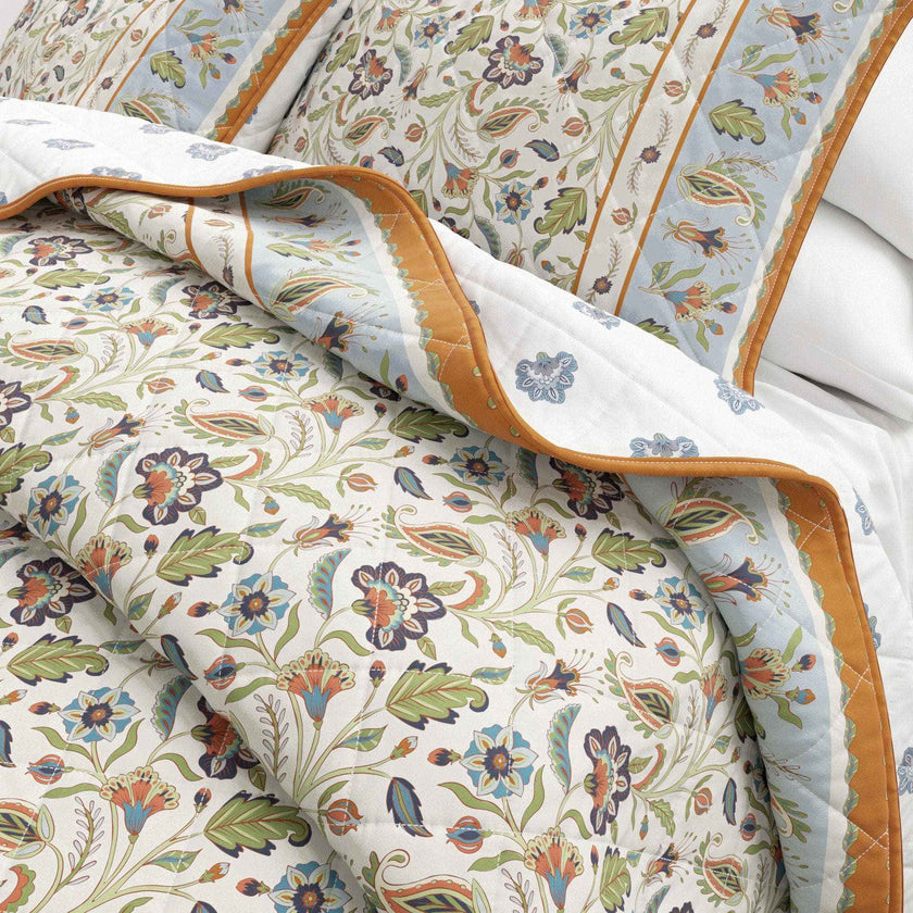 Floral Boho Printed Cotton Quilt Set - Indira Collection