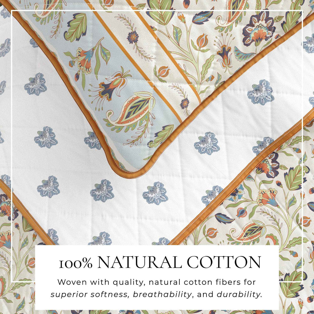 Floral Boho Printed Cotton Quilt Set - Indira Collection