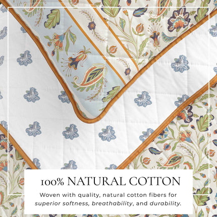 Floral Boho Printed Cotton Quilt Set - Indira Collection