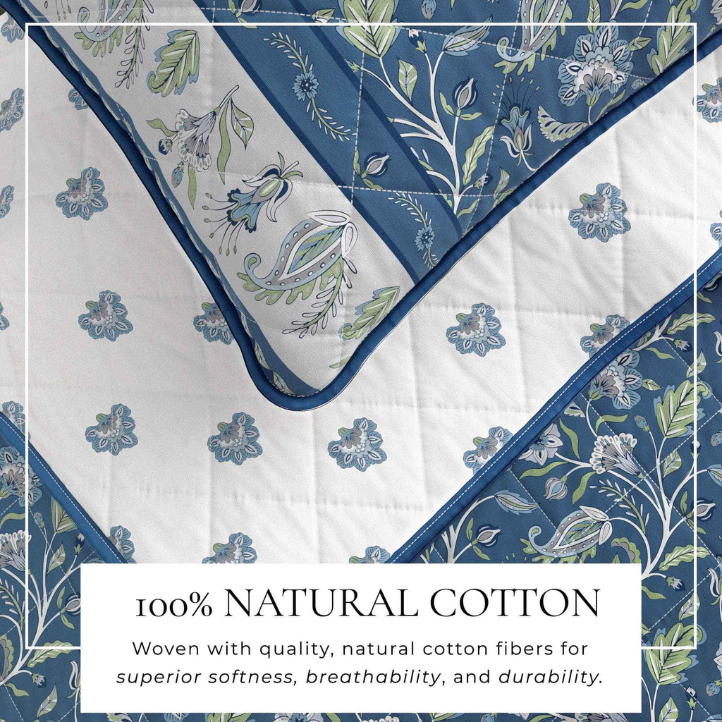 Floral Boho Printed Cotton Quilt Set - Indira Collection