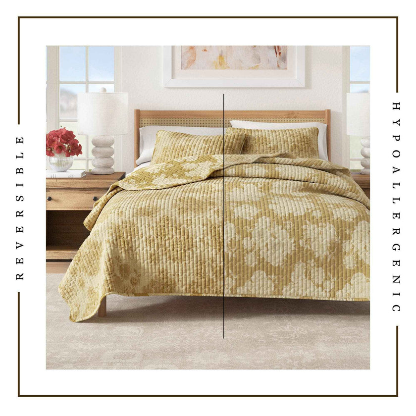 Floral Printed Cotton Quilt Set - Corin Collection