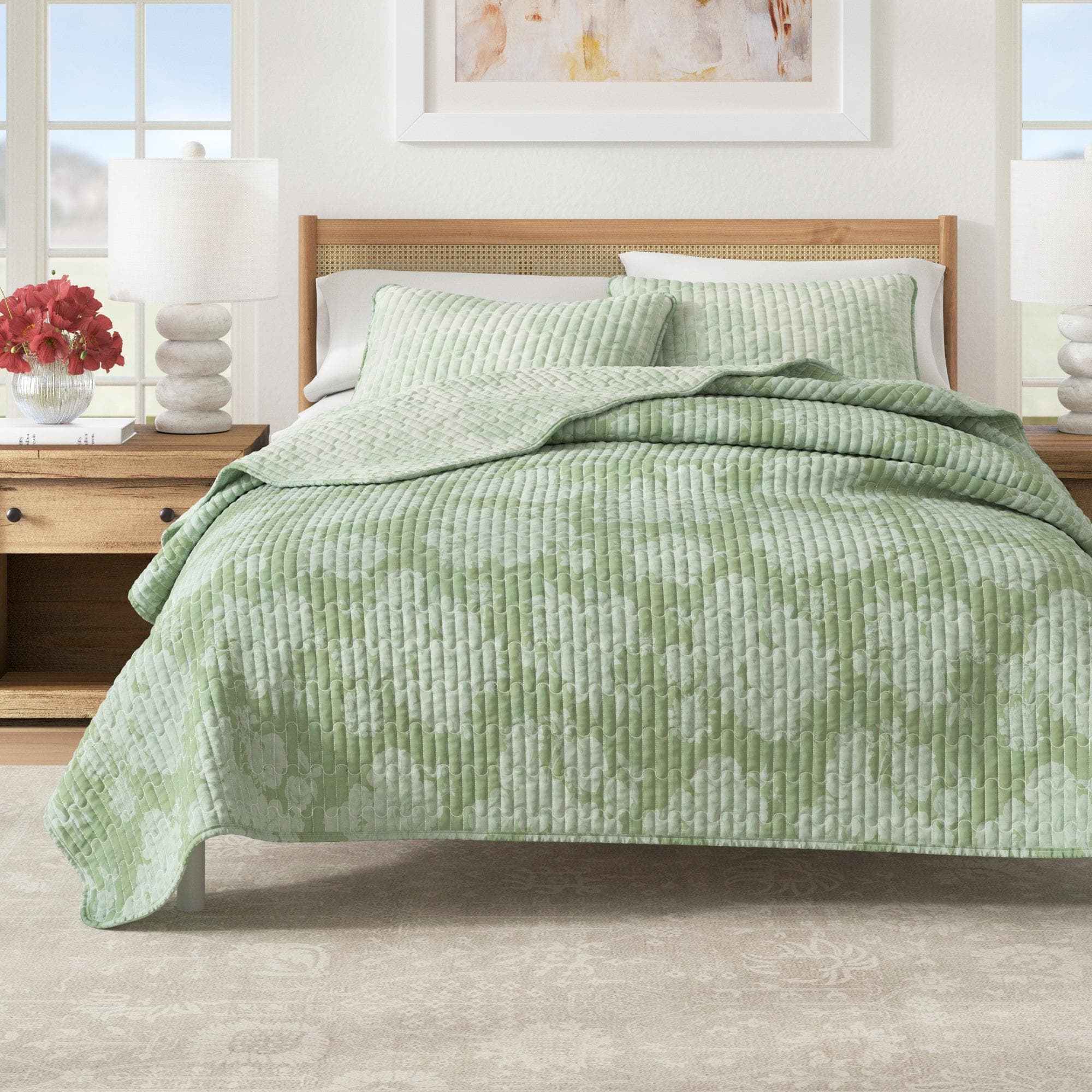 Floral Printed Cotton Quilt Set - Corin Collection
