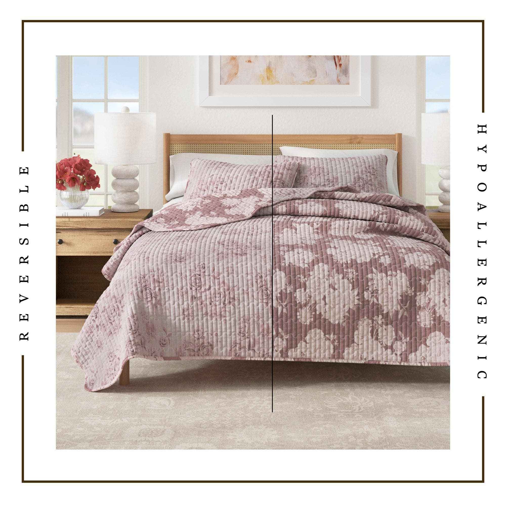 Floral Printed Cotton Quilt Set - Corin Collection