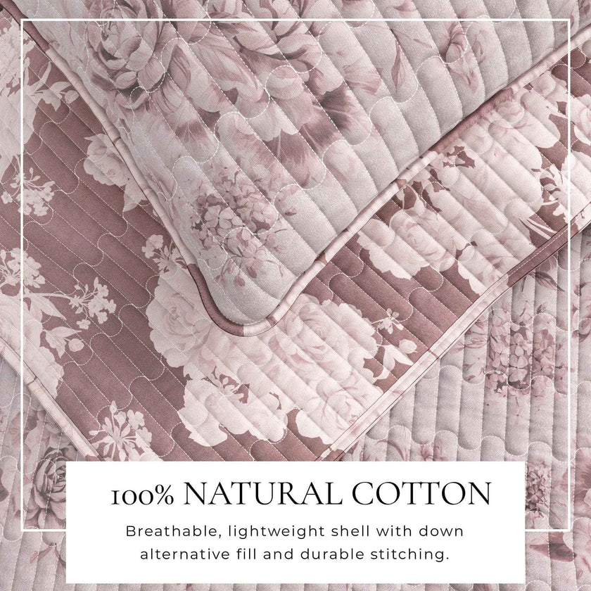 Floral Printed Cotton Quilt Set - Corin Collection