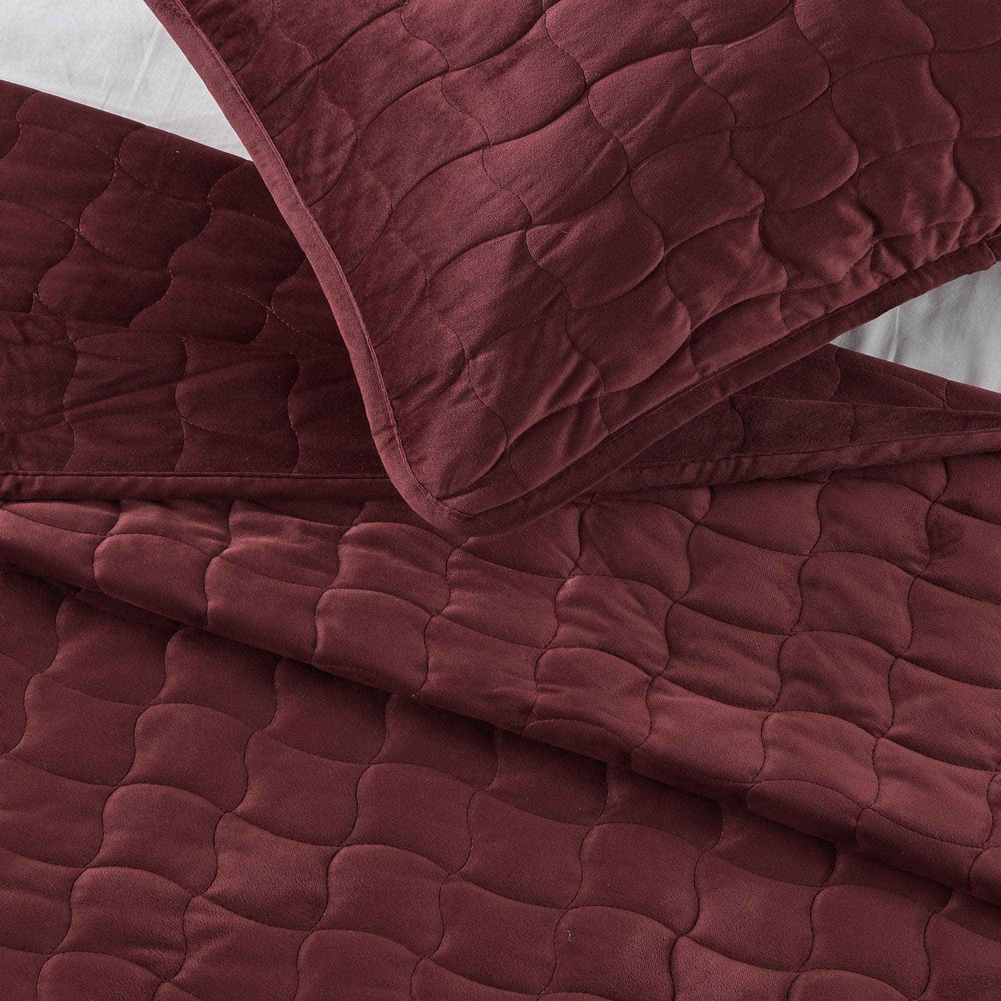 Velvet Box-Stitched Quilt Set - Vivica Collection