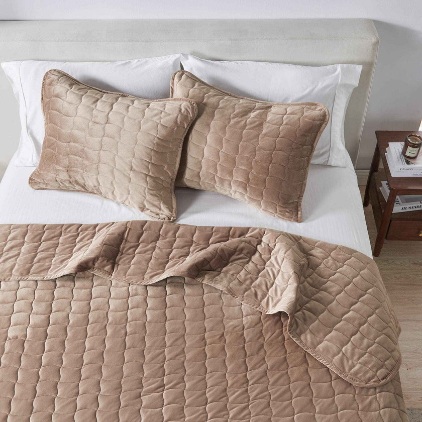Velvet Box-Stitched Quilt Set - Vivica Collection