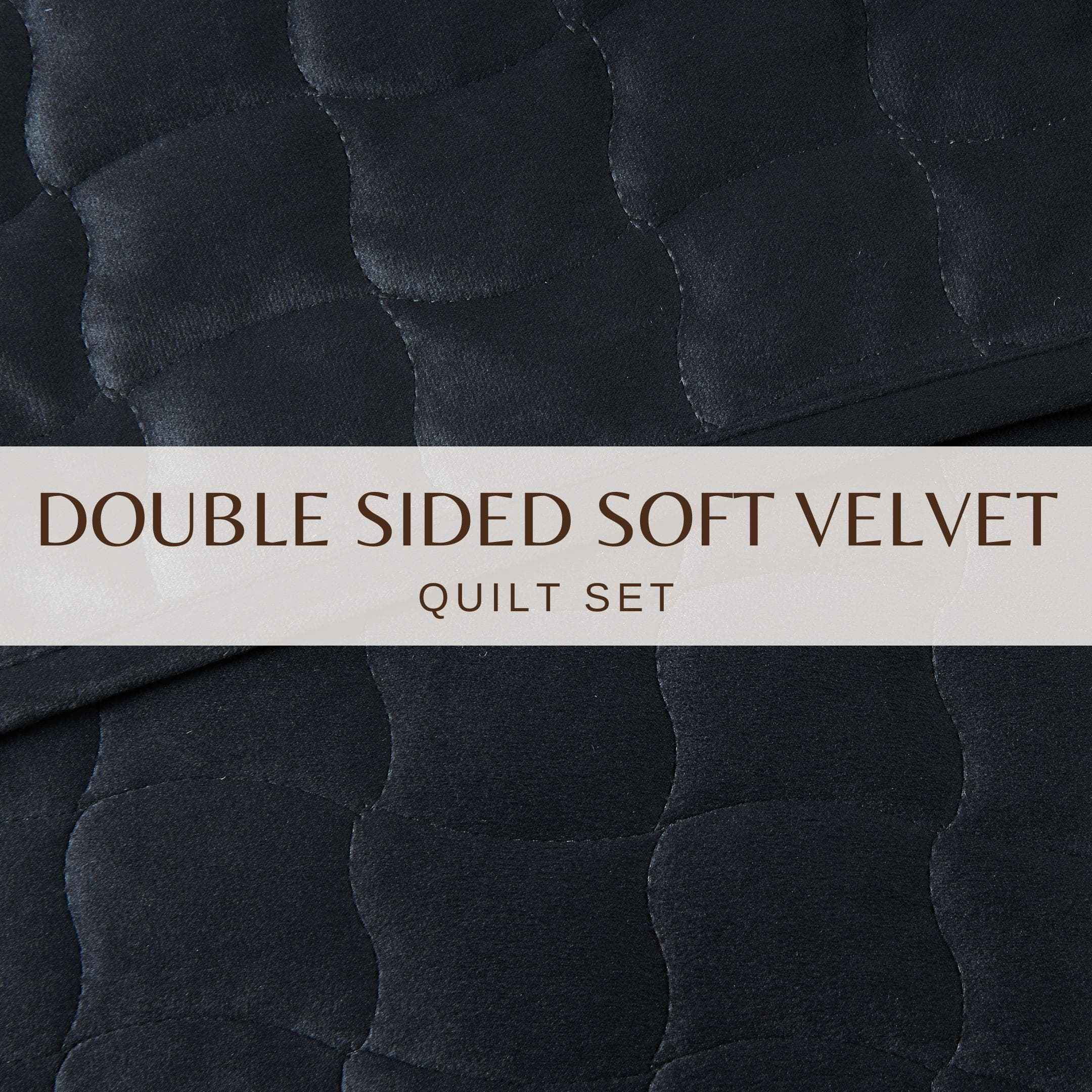 Velvet Box-Stitched Quilt Set - Vivica Collection
