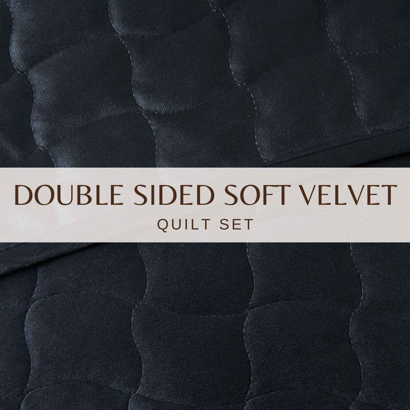 Velvet Box-Stitched Quilt Set - Vivica Collection