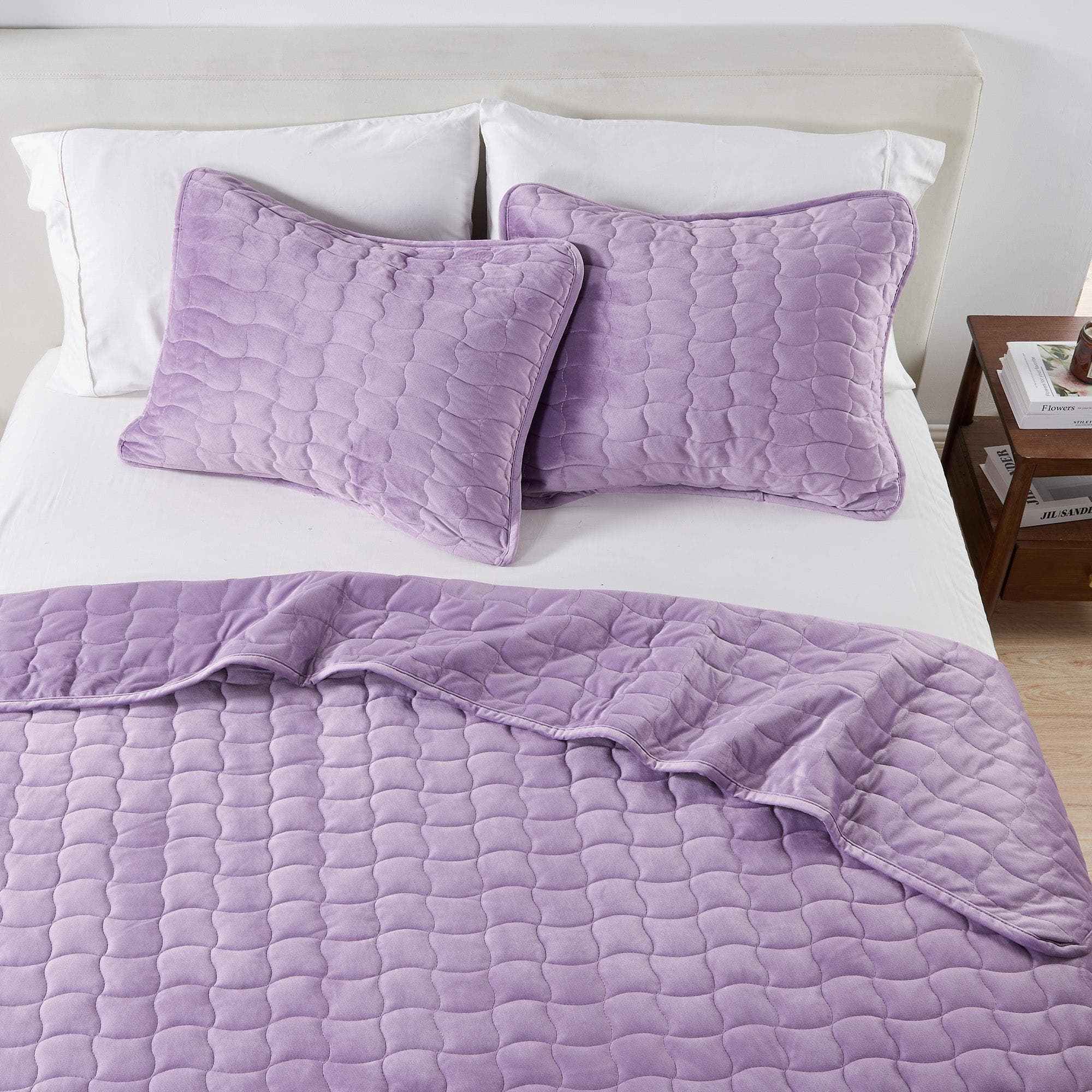 Velvet Box-Stitched Quilt Set - Vivica Collection