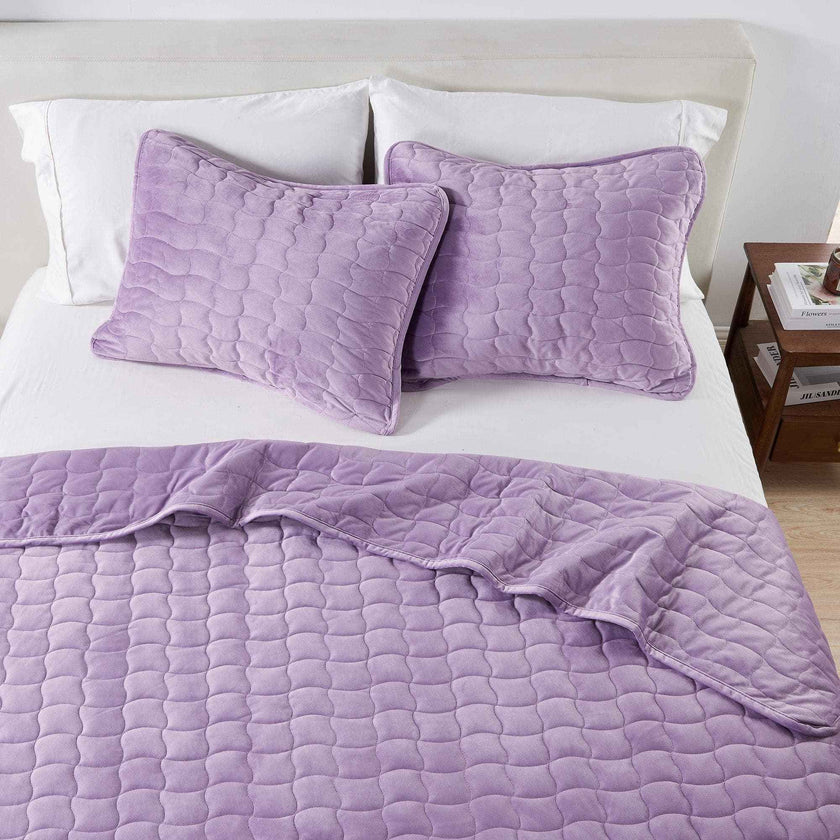 Velvet Box-Stitched Quilt Set - Vivica Collection
