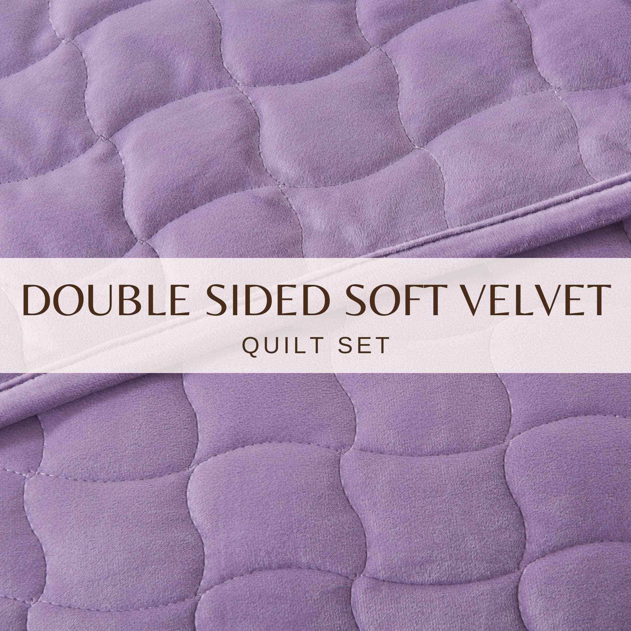 Velvet Box-Stitched Quilt Set - Vivica Collection